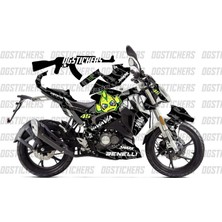 Motiker Benelli 125S Shark Gri Siyah Tasarım Sticker Etiket Modeli