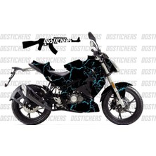 Motiker Benelli 125S Şimşek Mavi Siyah Tasarım Sticker Etiket Modeli