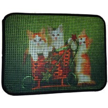 Feyza Design Desenli Kedi Tuvalet Önü Paspası 60X45 Cm, Yavru Kediler Için Renkli Tasarım