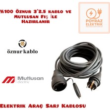 Öznur Kablo Uzatma(1-20 Metre Arası) 3*2,5 %100 Tam Bakır Seyyar Kablo(Araç Şarj-Karavan ve Sanai Cihazları Uyumlu)