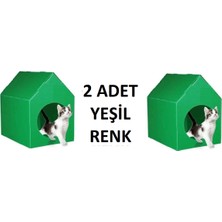 Feyza Design Yeşil Kedi Köpek Evi 2'li Kulübe Seti, Taşınabilir ve Demonte Tasarım