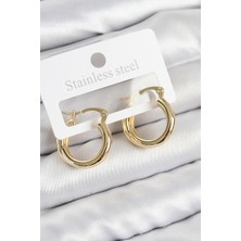 Tegan Pirinç Halka Model Gold Renk Kadın Küpe TG27BKP11037