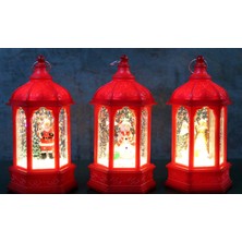 Hediye Sandalı Işıklı ve Müzikli Yılbaşı Kar Küresi Fener - 14X7 cm 3’lü Dekoratif Set