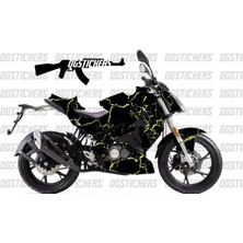 Motiker Benelli 125S Şimşek Sarı Siyah Tasarım Sticker Etiket Modeli
