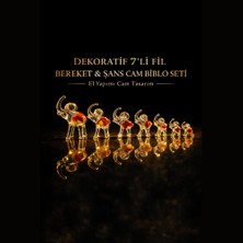 Dekoratif 7’li Fil Bereket & Şans Cam Biblo Seti | El Yapımı Tasarım