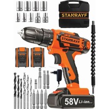 Çift Metal Şanzımanlı 58V 8AH Vidalama Matkap Seti 27 Parça