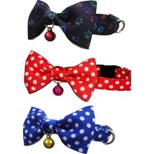 Feyza Design Renkli Papyonlu Kedi Boyun Tasma Seti, 17-30 Cm, Ayarlanabilir, 3'lü