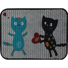 Feyza Design Renkli Desenli Elektrikli Kedi Tuvalet Paspası, Temizlik Kolaylığı