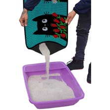 Feyza Design Renkli Desenli Büyük Boy Elekli Kedi Tuvaleti Önü Kum Paspası Xxl