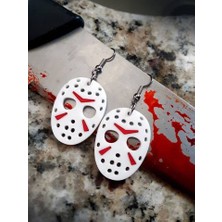 ADA 3D Jason Voorhees Hokey Maskesi Küpe Çifti - Cadılar Bayramı Temalı Korku Figürlü Aksesuar