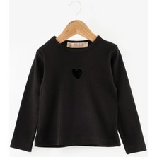 Öz-Ne Mağazacılık Kalp Nakışlı Fitilli Kız Çocuk Tişört