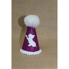 Feyza Design Mor Eva Kedi Doğum Günü Parti Şapkası, Lastikli, Çap 7,5 Cm, Boy 13 cm