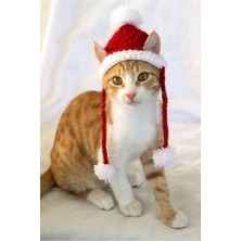 Feyza Design El Örmesi Kedi Kırmızı Yılbaşı Şapkası, Sevimli ve Renkli Tasarım