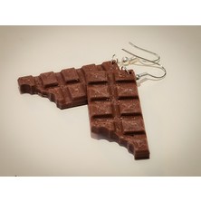 ADA 3D Isırılmış Çikolata Paketi Küpe Çifti - Kahverengi ve Gerçekçi Dokulu Eğlenceli Aksesuar