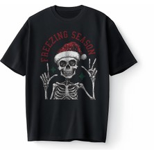 Bumeta Noel Temalı Christmas Freezing Season Oversize Unisex Tişört T-Shirt