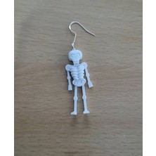 ADA 3D Dans Eden Hareketli Beyaz Iskelet Figürlü Eğlenceli Sallantılı Hafif Küpe