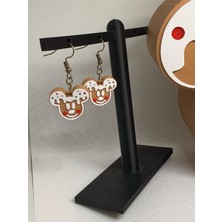 ADA 3D Mickey Gingerbread Yılbaşı Küpe Çifti - Zencefilli Kurabiye Temalı Eğlenceli Kış Aksesuarı