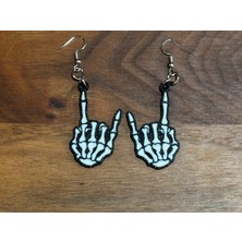 ADA 3D Rock Out Iskelet El Figürlü Küpe Çifti - Gotik Estetik Işıltılı Cadılar Bayramı Aksesuarı