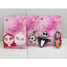 ADA 3D Jack Skellington, Sally ve Zero Küpe Seti - Noel Gecesi Kabusu (The Nightmare Before Christmas) Temalı  5 Adet Küpe