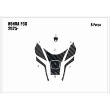 Mars Cockpit Design Honda Pcx 2025- Tank Pad ve Grenaj Kaplama 8 Parça Füme Karbon