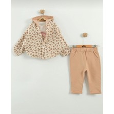 Mutlu Bebe Bulvar Kız Bebek Kapüşonlu ve Pantolon 3'lü Takım (9-12-18-24 Ay)