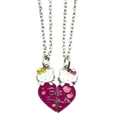 Hello Kitty Best Friend Figürlü Kolye – 60 cm Zincirli Sevimli Ikili Dostluk Takısı