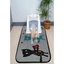 Feyza Design Büyük Boy Desenli Kedili Tuvalet Paspası 60X120 cm