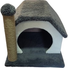 Feyza Design Gri Kedi Evi ve Tırmalama Direği, Rahat ve Eğlenceli Oyun Alanı