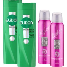 Elidor Sağlıklı Uzayan Saçlar Şampuan 400 ml 2 Adet + Jagler Kadın Deodorant 150ML 2 Adet