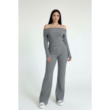Kadın Madonna Yaka Gri Alt Üst Takım