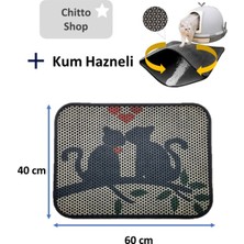 Feyza Design Kum Hazneli Kedi Tuvalet Paspası, Desenli, Rahat ve Temiz Kullanım