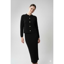 Kadın Hırka Elbise Ikili Takım - Siyah