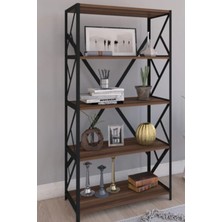 Dulgera 30 cm 5 Raflı Metal Kitaplık Kitaplık Klasik 151 cm Metal Kahverengi 5 Metal 60 cm