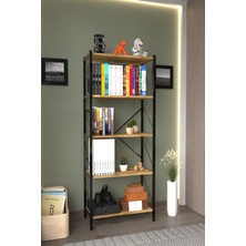 Dulgera Metal Kitaplık 5 Raflı Ofis Kitaplığı Kitap Dosya Rafı Ceviz