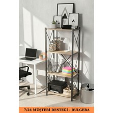 Dulgera Fourty 4 Raflı Metal Dar Tekli Kitaplık | Dekoratif Ofis Salon Rafı 124 cm