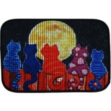 Feyza Design Renkli Desenli Kedi Tuvalet Önü Kum Paspası 45X60