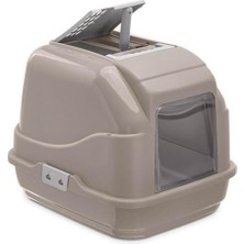 Feyza Design Pratik Kapalı Kedi Tuvaleti, Filtreli, Sağlam ve Şık Tasarım, Gri 40X50X40 cm