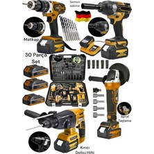 4'lü Şarjlı Matkap, Taşlama, Darbeli ve Somun Sıkma Uçlar Seti