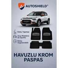 Citroen E-C3 Serisi Tüm Modeller Ile Uyumlu Universal Derin Havuzlu Paspas Krom Karbon