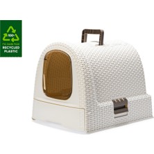 Feyza Design Beyaz Plastik Kedi Tuvaleti 51X38,5X39,5, Pratik ve Şık Tasarım