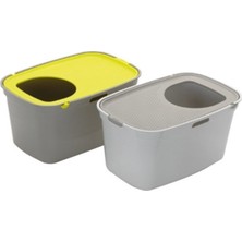 Feyza Design Pratik Top Cat Üstten Giriş Kedi Tuvaleti, Gri, 39X59X38 cm