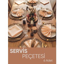 Piyes Home Yavruağzı, Turuncu Renk Pamuk Saten Servis Peçetesi Sunum Peçetesi Amerikan Servis 6'lı Kumaş Peçete – 45X45 cm