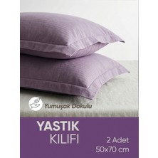 Piyes Home Lila Mor Oxford, Yumuşak Dokulu, Flaplı, 2 Adet Set Yastık Kılıfı