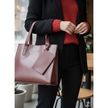 Zerva Queen Muadil Deri Görünümlü Cüzdan Detaylı Kadın El ve Omuz Çanta