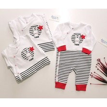 Bebitof Tavşan Figürlü Kırmızı & Beyaz Tulum 1-3 Ay