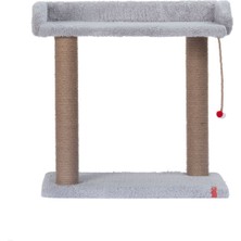 Feyza Design Yumuşak Gri Tırmalama Platformu, Rahat ve Geniş Yataklı Kedi Evi