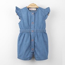 Necix Fırfır Kollu Kot Tulum Mavi - 6-9 Ay