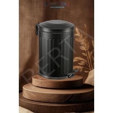 Özbience Vintage Siyah Amortisörlü Çöp Kovası, Şık ve Fonksiyonel 12L