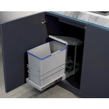 Özbience Pratik ve Şık 24LT Teleskopik Raylı Çöp Kovası Gri Renk