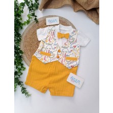 Necix Masuda Yelekli Şort Tulum Hardal - 6-9 Ay